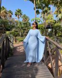 Solid Color Flare Sleeve Loose Maxi Dress LS-0401