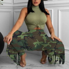 Casual Camouflage Print Tassel Pants HNIF-102