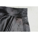 Pleated Long Solid Color Irregular Shawl Blouse YF-10623