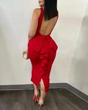Plus Size Backless Deep V Bow Split Dress NY-2868