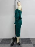 Solid Color One Shoulder Top And Midi Skirts Two Piece Set NY-10636