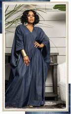 Plus Size Solid Color Loose Half Sleeve Maxi Dress QYXZ-9149