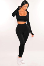 Fashion Sports Square Neck Yoga Two Piece Pants Set MZ-2822