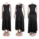 Plus Size Solid Color Sleeveless Big Swing Maxi Dress NY-10629