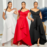 Plus Size Solid Color Sleeveless Big Swing Maxi Dress NY-10629