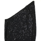 Slant Shoulder Irregular Sequin Midi Dress CYA-900846