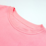 Solid Color O Neck Plush Sweatshirt Two Piece Pants Set ME-8453