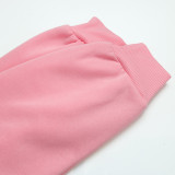 Solid Color O Neck Plush Sweatshirt Two Piece Pants Set ME-8453
