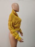 Casual Loose Lantern Sleeve Ribbed Sweater QXTF-8218