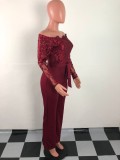 Plus Size One Shoulder Embroidery Wide Leg Jumpsuit OSM-3227