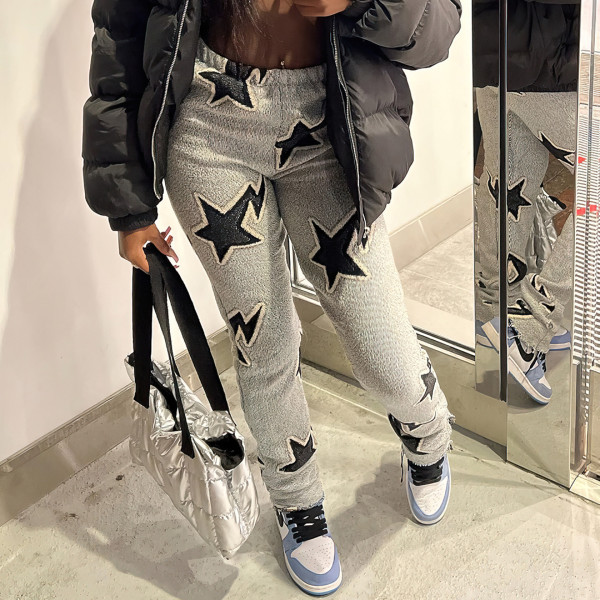 Fashion Pentagram Printed Slim Fleece Pants GYZY-8820