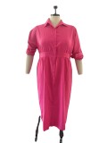 Plus Size Long Sleeve Loose Shirt Dress OSM-QJ5503