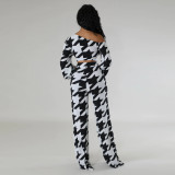 Plus Size Print Bandage Tops And Pants 2 Piece Set NY-10649