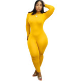 Long Sleeve Solid Color Tight Jumpsuit SFY-Z066