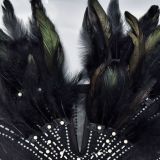 Solid Color Mesh Hot Rhinestone Feather Dress BY-6669