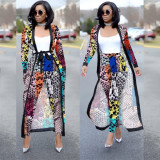 Printed Poncho Jacket Trousers Two Piece Set TE-3535