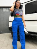 Solid Color Multi-Pocket Casual Pants ZSD-0617