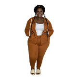 Plus Size Casual Solid Color Two Piece Pants Set XHSY-AT19135