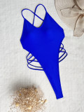 Sexy Solid Color Backless One Piece Swimsuit CASF-6455