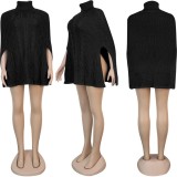 Pullover High Neck Split Loose Sweater FSXF-F252