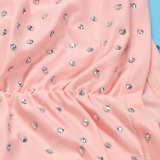 Plus Size Hot Drill Splicing Sling Pleated Mini Dress NY-2870