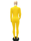 Solid Zipper Long Sleeve Sport Jumpsuit MZ-8108