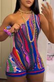 Printed One Shoulder Rompers GBGF-2301