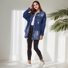 Long Sleeve Lapel Neck Denim Coat GKNF-TS-CH1173