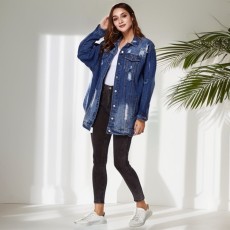 Long Sleeve Lapel Neck Denim Coat GKNF-TS-CH1173