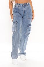 Fashion Multi-Pocket Wide Leg Jean GKNF-TSXL-9042