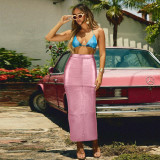 Patchwork Split PU Leather Half-body Skirt  GNZD-7662SG