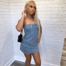 Sexy Wrap Chest Backless Denim MIni Dress GNZD-9220DD