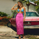 Patchwork Split PU Leather Half-body Skirt  GNZD-7662SG