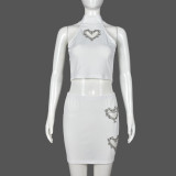 Loving Rhinestone Tank Tops And Skirts 2 Piece Set GNZD-9612SD