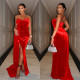 Sequin Big Swing Split Wrap Chest Maxi Dress BY-6712