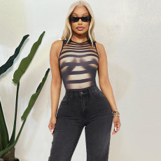 Sexy Print Sleeveless Bodysuit GNZD-9616TD