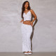 Sexy Hollow Out Hole Sleeveless Skirt Two Piece Set GNZD-9728SD