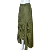 Slit Drawstring Pleated Half-body Skirt GNZD-9131DD