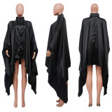 Pleated Long Solid Color Shawl Blouse NNWF-10623