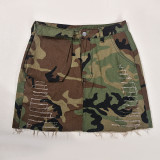 Camouflage Print Washed Mini Skirt GNZD-9236DD