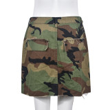 Camouflage Print Washed Mini Skirt GNZD-9236DD