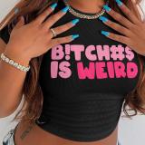 Letter Print Short Sleeve T Shirt GXJL-20003