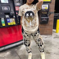 Fashion Print Short Sleeve T Shirt GXJL-90114