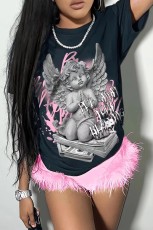 Angel Print O Neck T Shirt GXJL-40014