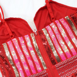 Sexy Sequin Halter Super Short Jumpsuit CYA-900886