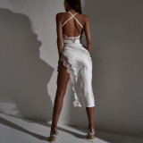 Sexy Backless Lace Sling Split Dress BLG-D1B7097A