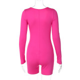 Solid Color Long Sleeve Sport Romper BLG-P3613199A