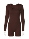 Solid Color Long Sleeve Sport Romper BLG-P3613199A