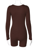 Solid Color Long Sleeve Sport Romper BLG-P3613199A