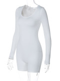 Solid Color Long Sleeve Sport Romper BLG-P3613199A
